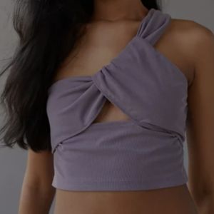 Uo purple Ciara twist front crop date top